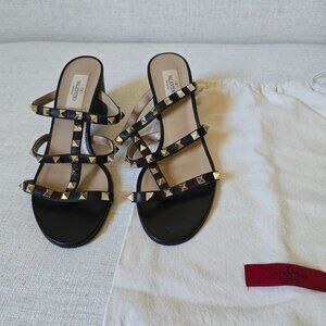 Valentino Rockstud Black Strap Sandal - Size 38